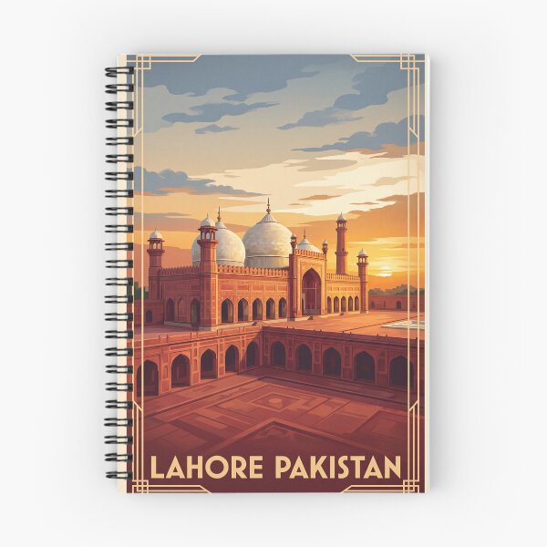 Item preview, Lahore Pakistan Vintage Travel Poster – Badshahi Mosque & Mughal Architecture Art designed and sold by Bomax121.