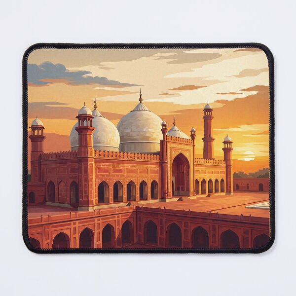 Item preview, Lahore Pakistan Vintage Travel Poster – Badshahi Mosque & Mughal Architecture Art designed and sold by Bomax121.