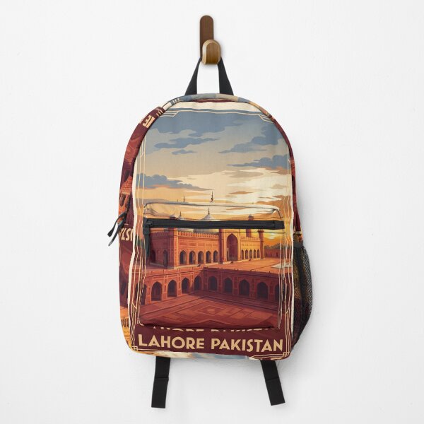 Item preview, Lahore Pakistan Vintage Travel Poster – Badshahi Mosque & Mughal Architecture Art designed and sold by Bomax121.