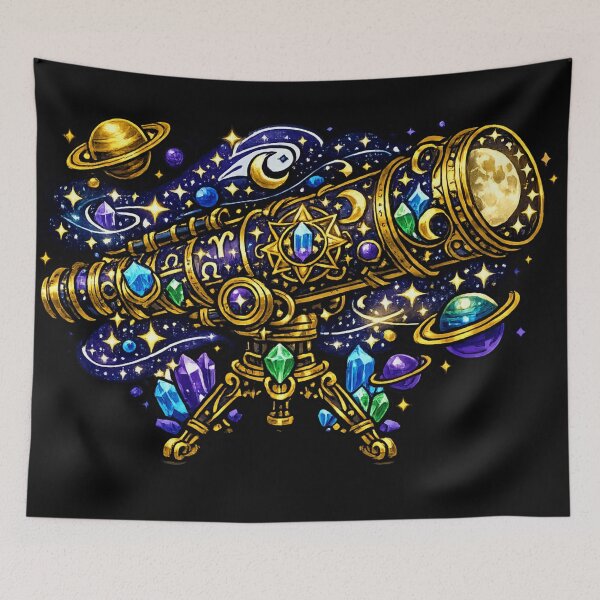 Item preview, Celestial Telescope Astrology Galaxy Crystal Fantasy Space Sticker T-Shirt designed and sold by irfanshikh.