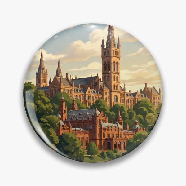Item preview, Glasgow Scotland Vintage Travel Poster – University of Glasgow & River Kelvin Art designed and sold by Bomax121.
