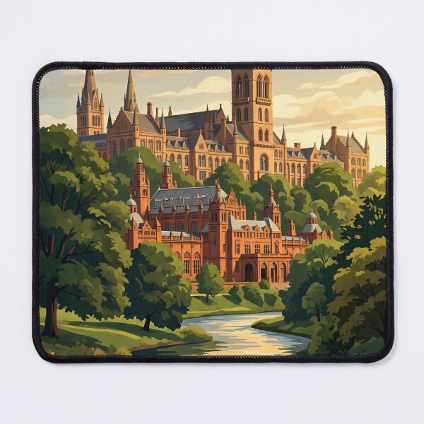Item preview, Glasgow Scotland Vintage Travel Poster – University of Glasgow & River Kelvin Art designed and sold by Bomax121.