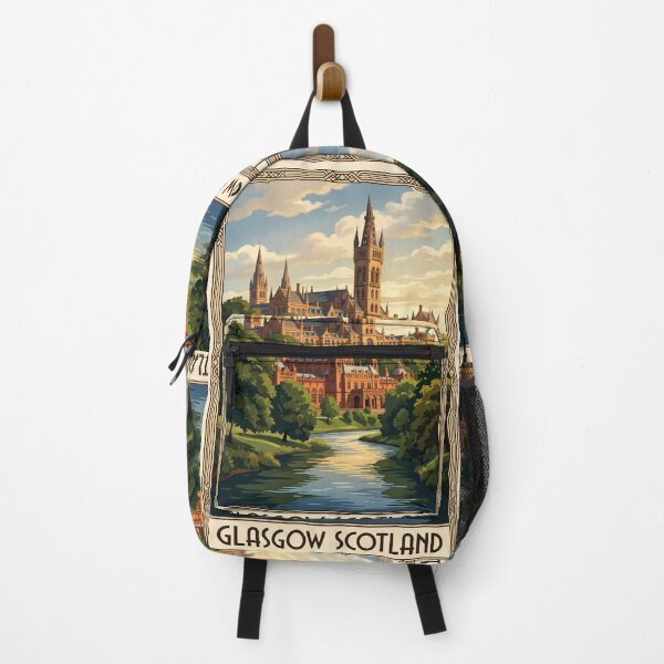 Item preview, Glasgow Scotland Vintage Travel Poster – University of Glasgow & River Kelvin Art designed and sold by Bomax121.