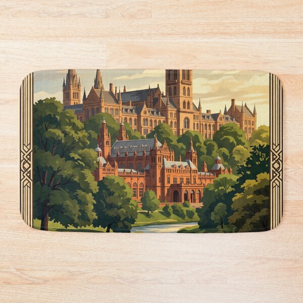 Item preview, Glasgow Scotland Vintage Travel Poster – University of Glasgow & River Kelvin Art designed and sold by Bomax121.