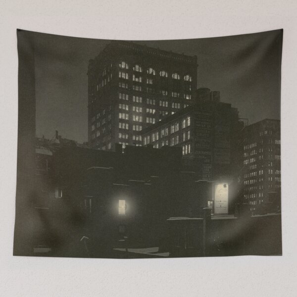 Item preview, From the Back Window, vintage 1915 city lights skyline cityscape fine art black and white photograph print by  Alfred Stieglitz designed and sold by Astrid Arkhangelsky.