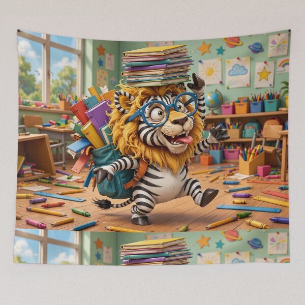 Item preview, The Lion-Zebra Who Was Always Ready for School designed and sold by TreatLLC.
