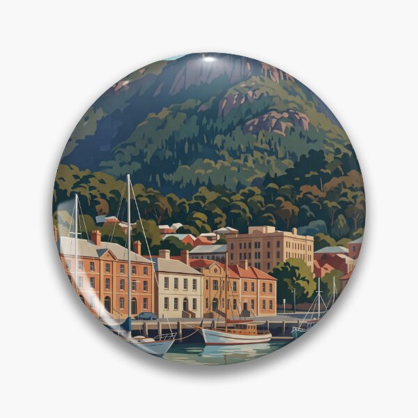 Item preview, Hobart Tasmania Vintage Travel Poster – Waterfront & Mount Wellington Art designed and sold by Bomax121.