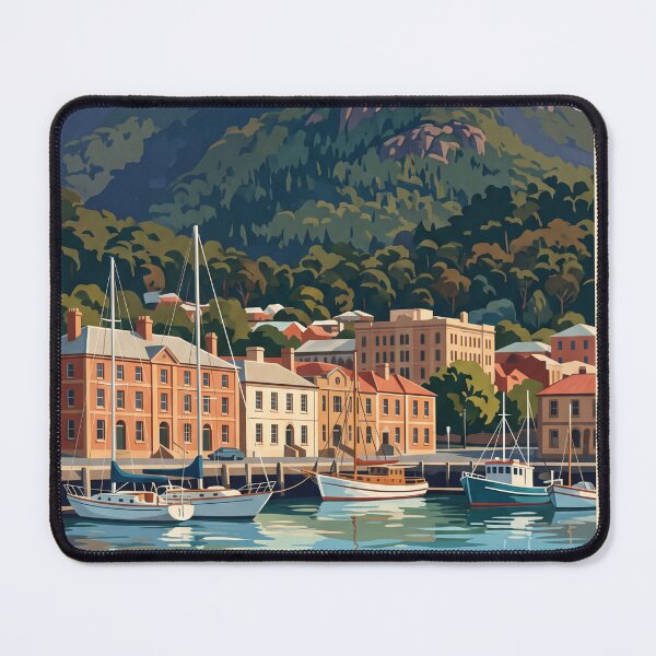 Item preview, Hobart Tasmania Vintage Travel Poster – Waterfront & Mount Wellington Art designed and sold by Bomax121.