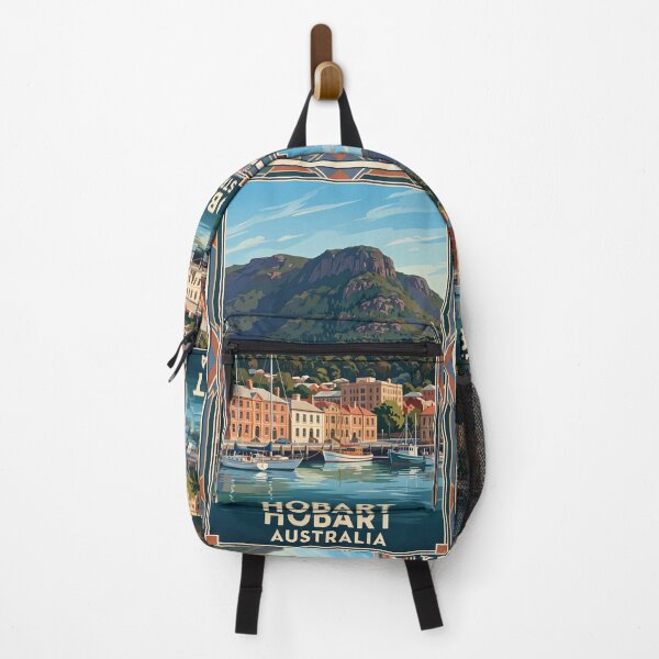 Item preview, Hobart Tasmania Vintage Travel Poster – Waterfront & Mount Wellington Art designed and sold by Bomax121.