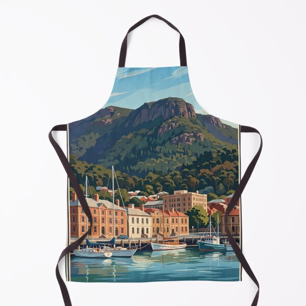 Item preview, Hobart Tasmania Vintage Travel Poster – Waterfront & Mount Wellington Art designed and sold by Bomax121.
