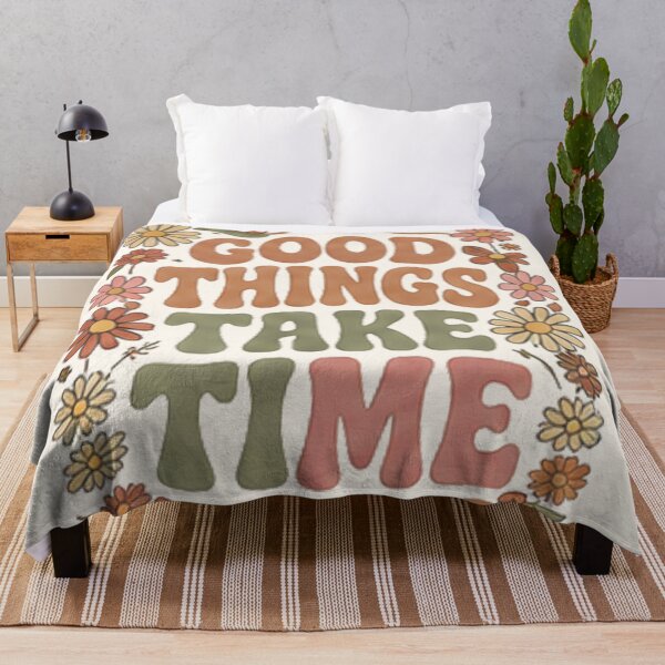 Item preview, Good Things Take Time Vintage 70s Retro Floral Quote Aesthetic designed and sold by Rehnair.