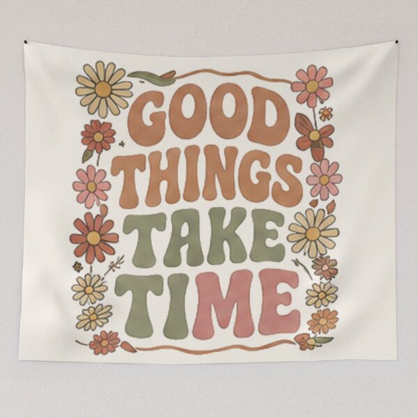 Item preview, Good Things Take Time Vintage 70s Retro Floral Quote Aesthetic designed and sold by Rehnair.