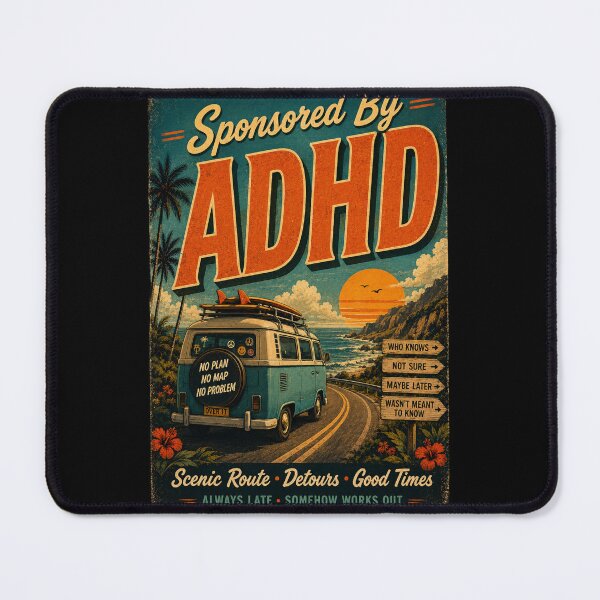 Item preview, Sponsored By ADHD – Funny Road Trip Retro Vintage Camper Van Design designed and sold by EverclearDesign.