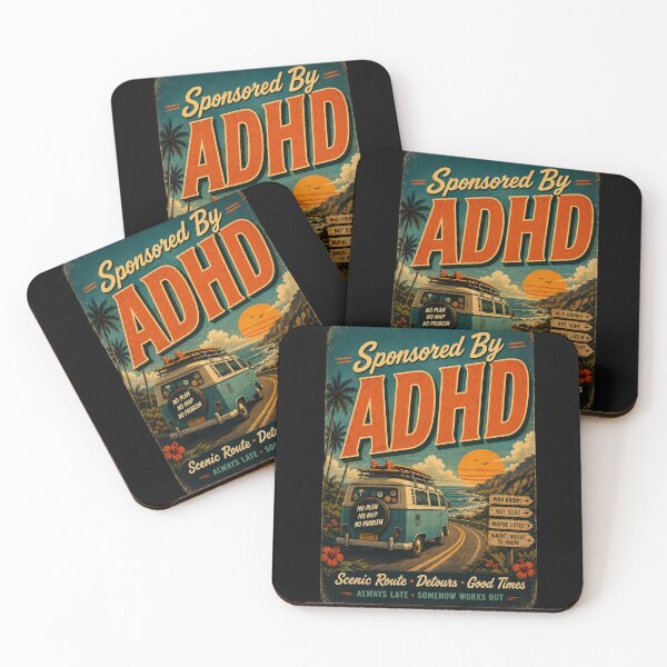 Item preview, Sponsored By ADHD – Funny Road Trip Retro Vintage Camper Van Design designed and sold by EverclearDesign.