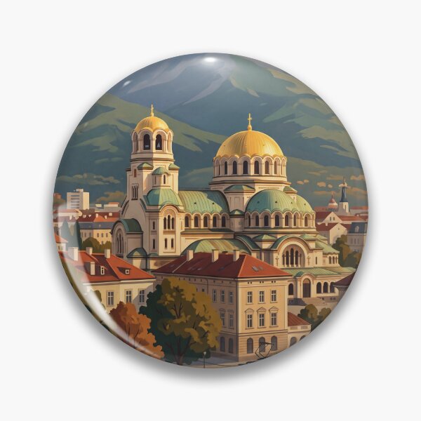 Item preview, Sofia Bulgaria Vintage Travel Poster – Alexander Nevsky Cathedral & Vitosha Art designed and sold by Bomax121.