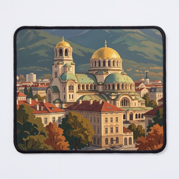 Item preview, Sofia Bulgaria Vintage Travel Poster – Alexander Nevsky Cathedral & Vitosha Art designed and sold by Bomax121.