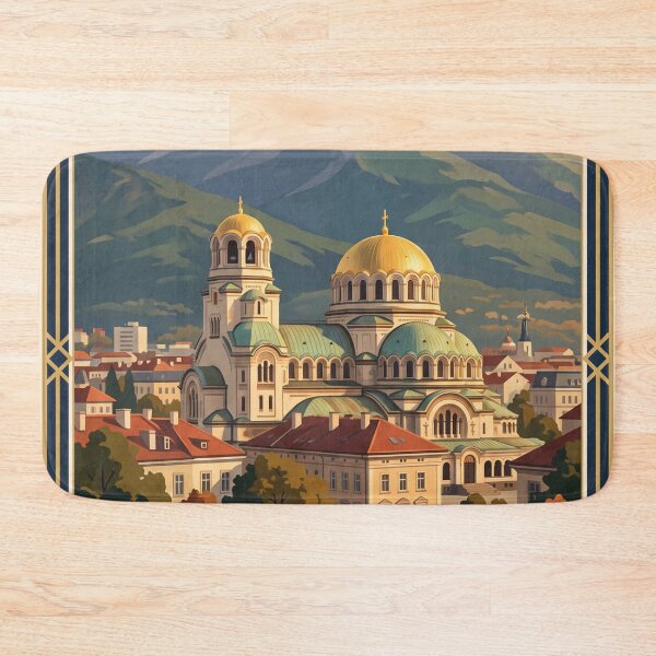 Item preview, Sofia Bulgaria Vintage Travel Poster – Alexander Nevsky Cathedral & Vitosha Art designed and sold by Bomax121.