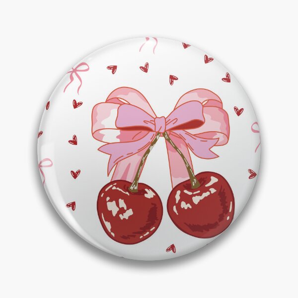 Item preview, Cute Coquette Cherry with Pink Ribbon Bow designed and sold by PMSNshop.