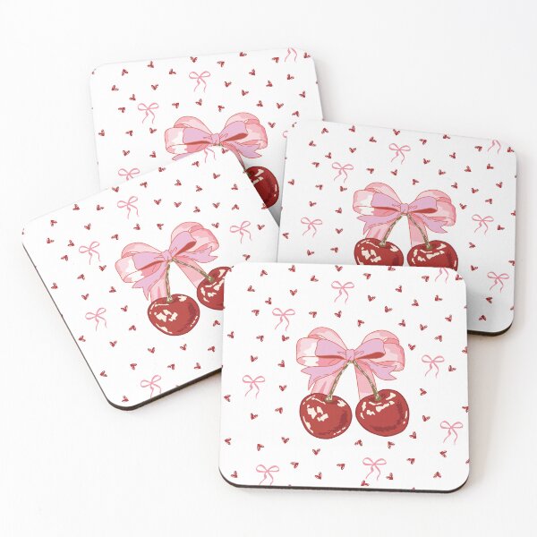 Item preview, Cute Coquette Cherry with Pink Ribbon Bow designed and sold by PMSNshop.