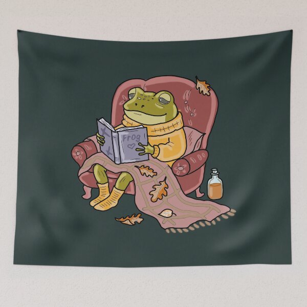 Item preview, Frog Reading Book Autumn Cottagecore Aesthetic designed and sold by LeshanArt.