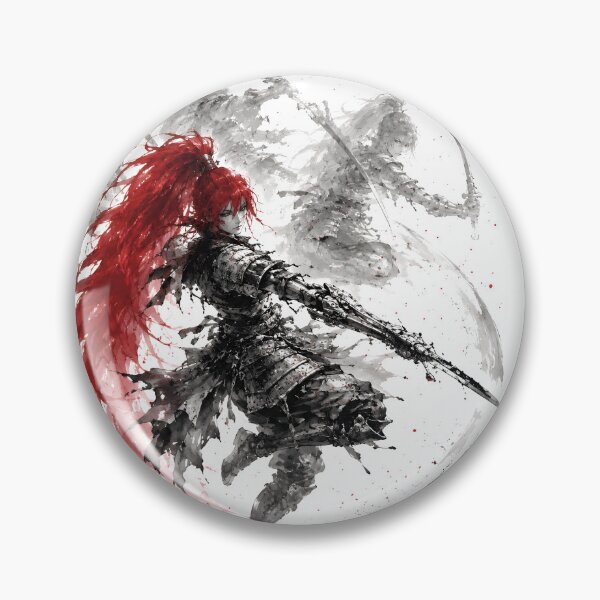 Item preview, Crimson Haired Female Sword Warrior Ink Art designed and sold by MouradStudio.