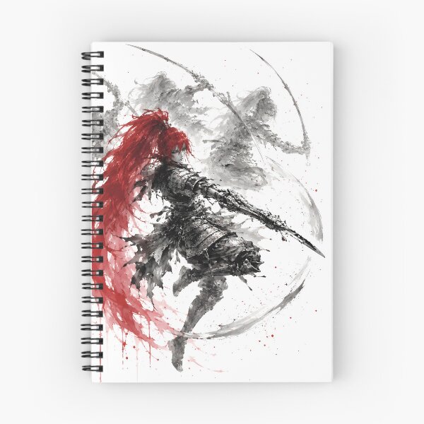 Item preview, Crimson Haired Female Sword Warrior Ink Art designed and sold by MouradStudio.