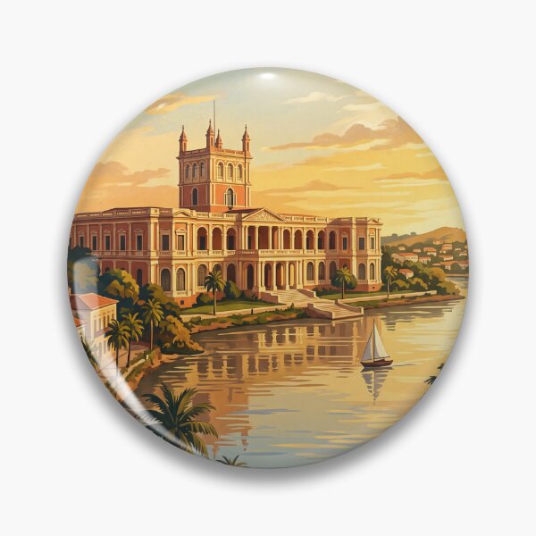 Item preview, Asuncion Paraguay Vintage Travel Poster – Palacio de los Lopez & River Art designed and sold by Bomax121.