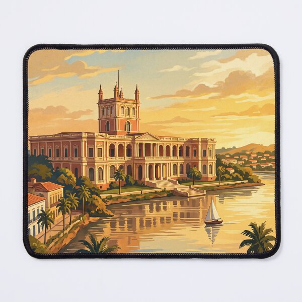 Item preview, Asuncion Paraguay Vintage Travel Poster – Palacio de los Lopez & River Art designed and sold by Bomax121.