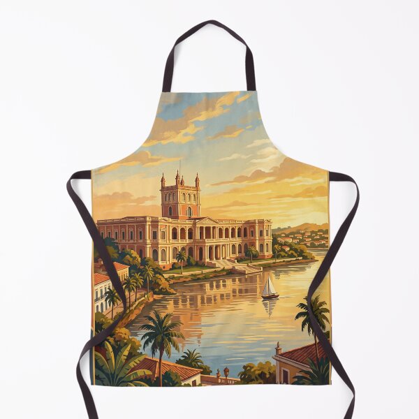Item preview, Asuncion Paraguay Vintage Travel Poster – Palacio de los Lopez & River Art designed and sold by Bomax121.