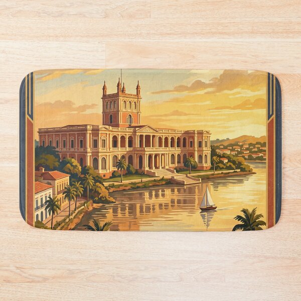 Item preview, Asuncion Paraguay Vintage Travel Poster – Palacio de los Lopez & River Art designed and sold by Bomax121.