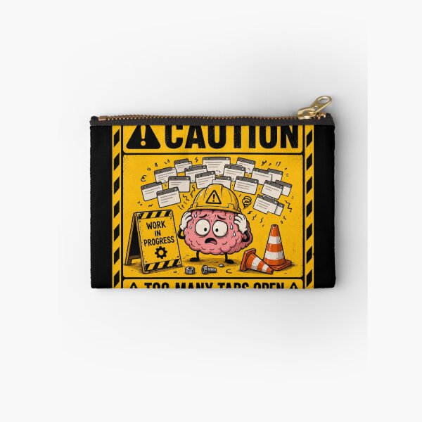 Item preview, Caution: Too Many Tabs Open | Funny Brain Buffering Sticker & T-Shirt designed and sold by FuzzDrive.