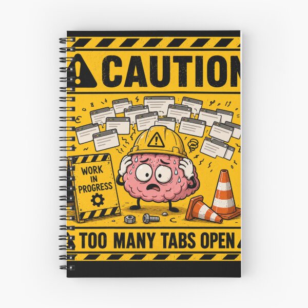 Item preview, Caution: Too Many Tabs Open | Funny Brain Buffering Sticker & T-Shirt designed and sold by FuzzDrive.