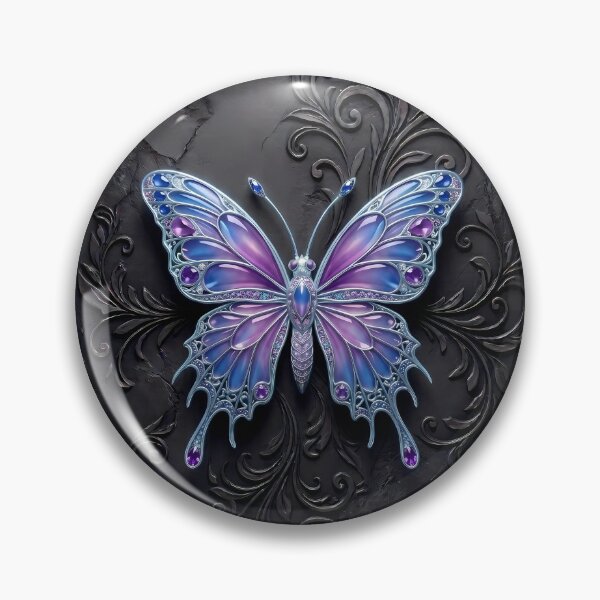 Item preview, Blue and Lilac Gothic Butterfly on Black Aesthetic Background designed and sold by LuisWorks.