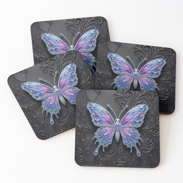 Item preview, Blue and Lilac Gothic Butterfly on Black Aesthetic Background designed and sold by LuisWorks.