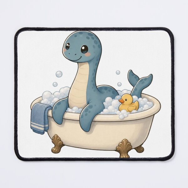 Item preview, Tiny Nessie in a Bathtub with a Rubber Duck | Cozy Cryptid Storm Blue designed and sold by StickyGuys.