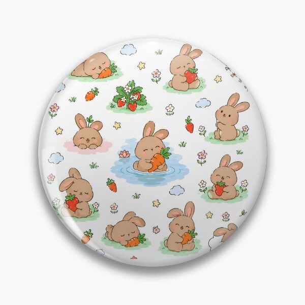 Item preview, Cute Brown Bunny Strawberry & Carrot Pattern designed and sold by yosefabutair.