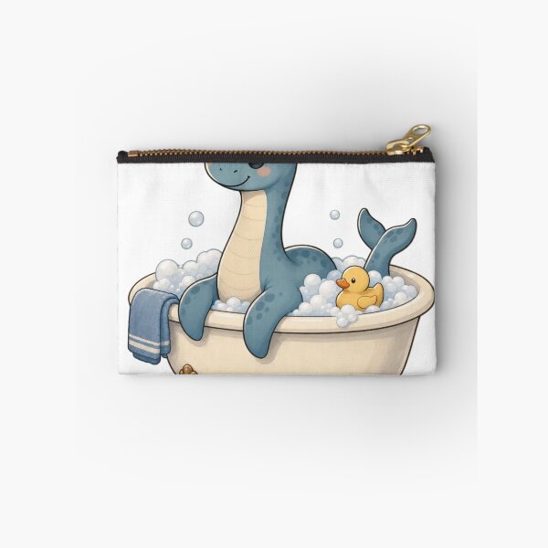 Item preview, Tiny Nessie in a Bathtub with a Rubber Duck | Cozy Cryptid Storm Blue designed and sold by StickyGuys.