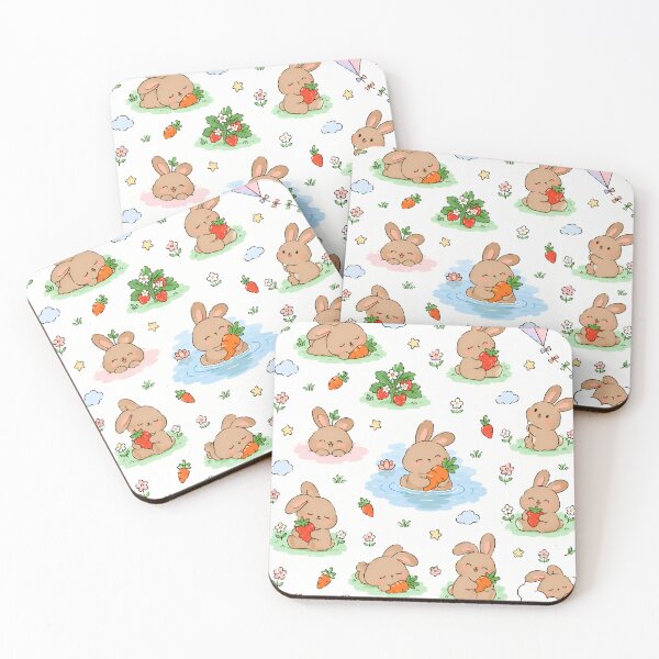 Item preview, Cute Brown Bunny Strawberry & Carrot Pattern designed and sold by yosefabutair.
