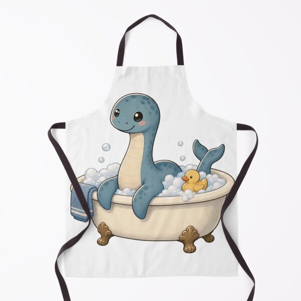 Item preview, Tiny Nessie in a Bathtub with a Rubber Duck | Cozy Cryptid Storm Blue designed and sold by StickyGuys.