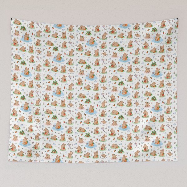 Item preview, Cute Brown Bunny Strawberry & Carrot Pattern designed and sold by yosefabutair.