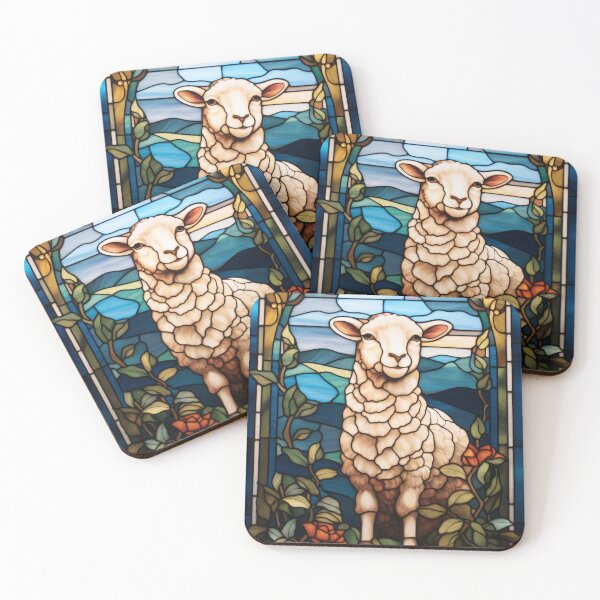 Item preview, Little Lamb Stained Glass Countryside Art designed and sold by pinkal.