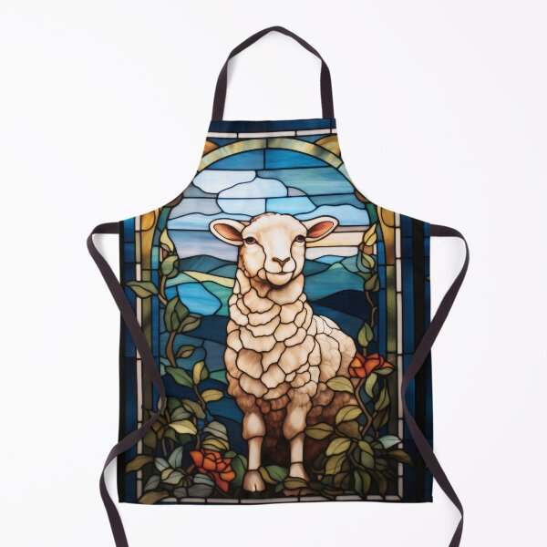Item preview, Little Lamb Stained Glass Countryside Art designed and sold by pinkal.