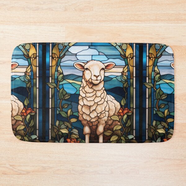 Item preview, Little Lamb Stained Glass Countryside Art designed and sold by pinkal.