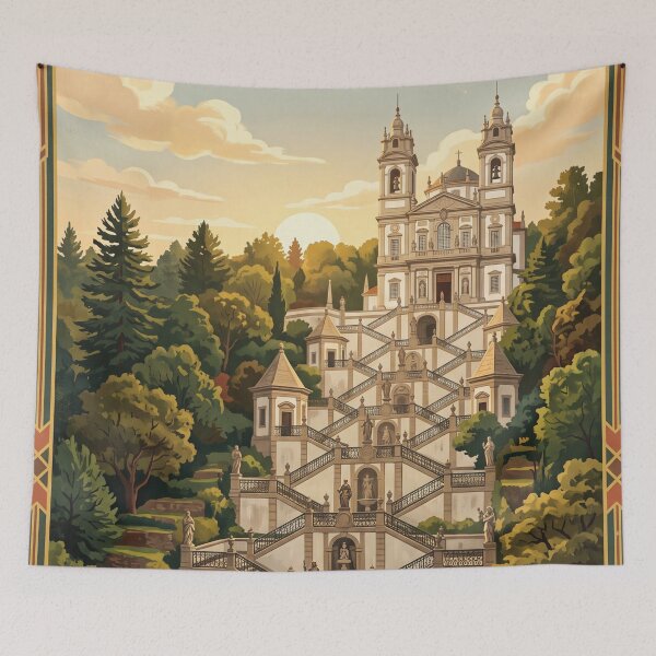 Item preview, Braga Portugal Vintage Travel Poster – Bom Jesus do Monte & Baroque Stairway Art designed and sold by Bomax121.