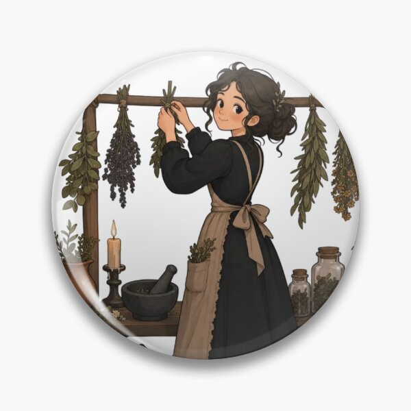 Artikelvorschau, Cottagegoth-Kräuterkundige am Trockengestell | Grüne Hexe Olive und Holzkohle entworfen und verkauft von StickyGuys.