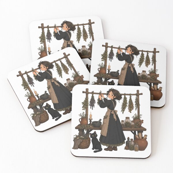 Item preview, Cottagegoth Herbalist at the Drying Rack | Green Witch Olive and Charcoal designed and sold by StickyGuys.