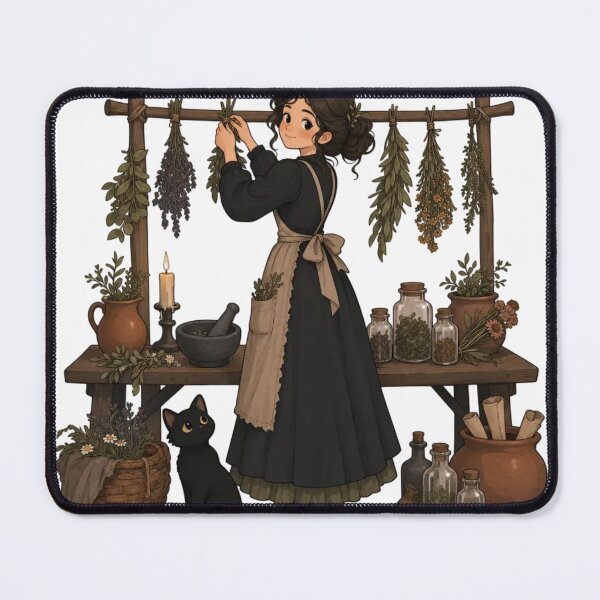 Item preview, Cottagegoth Herbalist at the Drying Rack | Green Witch Olive and Charcoal designed and sold by StickyGuys.