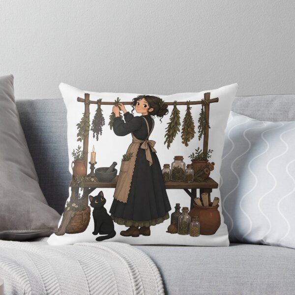 Item preview, Cottagegoth Herbalist at the Drying Rack | Green Witch Olive and Charcoal designed and sold by StickyGuys.