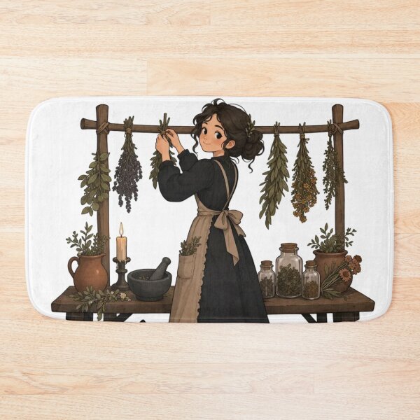 Item preview, Cottagegoth Herbalist at the Drying Rack | Green Witch Olive and Charcoal designed and sold by StickyGuys.