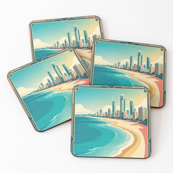 Item preview, Gold Coast Australia Vintage Travel Poster – Skyline, Beach & Pacific Coast Art designed and sold by Bomax121.